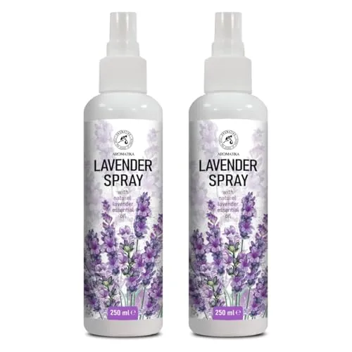 Lavendel Aromaspray Set 2x250ml - Kissenspray - Raumspray mit Ätherisches Öl - Aromatisches für Entspannung - Beruhigung - für Yoga