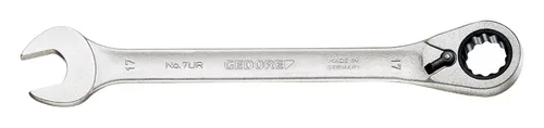 GEDORE Maulschlüssel mit Ringratsche SW 16 mm - Werkzeug-Set mit umschaltbarer Ringratsche und UD-Profil für komfortables Arbeiten, blendfrei matt verchromt und aus hochwertigem Stahl gefertigt.