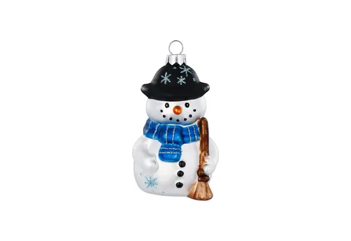 MAGIC by Inge Christbaumschmuck, Christbaumschmuck Glas 8,6cm Schneemann Figur Weiß / Blau