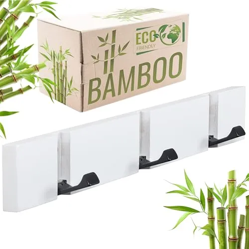 RICOO Garderobenleiste MH023S-W, Kleiderhaken Wand Garderobenleiste Hakenleiste Haken zum ausklappen