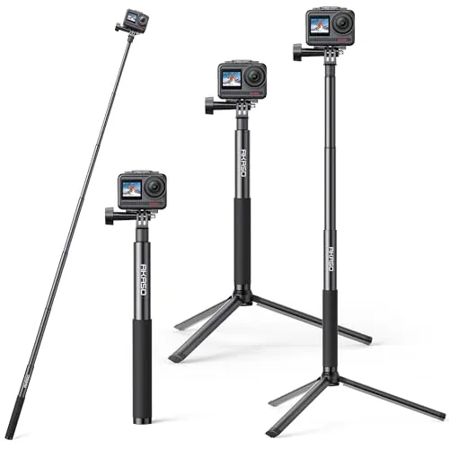 AKASO Selfie-Stick 2-in-1 - Stativ für Action-Kameras, ausziehbar bis 120 cm, robust und stabil mit rutschfestem Griff, ideal für kreative Aufnahmen im Freien.