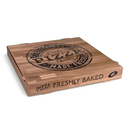 Pizzakarton aus Mikrowellpappe kraft 40 x 40 x 5 cm von SWS