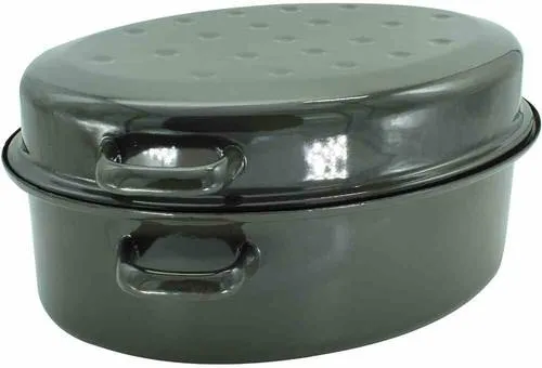 Krüger Haushaltswaren GR42 Bräter - Töpfe, KRÜGER Gansbräter aus schwarz emailliertem Stahlblech, für alle Herdarten und backofengeeignet bis 180 °C – ideal für festliche Anlässe.