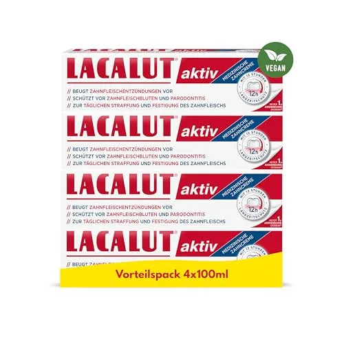 Lacalut aktiv Zahncreme 4-er Pack (4x100ml) in weiß von Lacalut