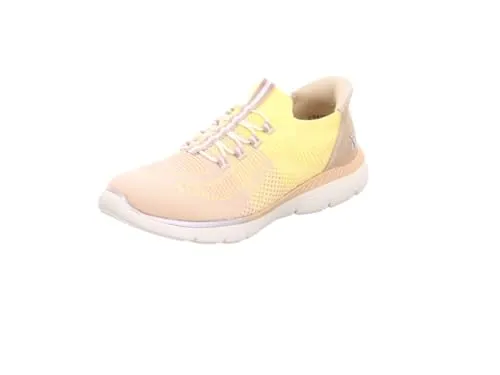 Rieker Damen Sneaker M5066 - Bequemer Slip-On in Gelb - Slipper & Loafer, federleicht mit praktischer Gummizug-Schnürung und rutschfester EVA-Sohle für optimalen Halt und Komfort im Alltag.