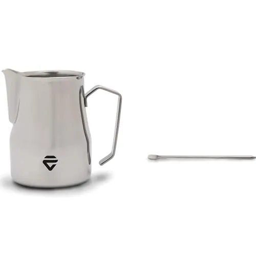 LELIT Milchkännchen 35Cl mit Latte Art Stift - Silber - Milchkännchen & Sahnekännchen mit Anti-Tropf-Ausgießer für perfekte Latte Art und Edelstahlthermometer für idealen Milchschaum. Inklusive Latte Art Stift für kreative Designs.