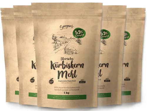 Kürbiskernmehl teilentölt, geröstet und Glutenfrei 59% Protein Mehl Ersatz 5 kg