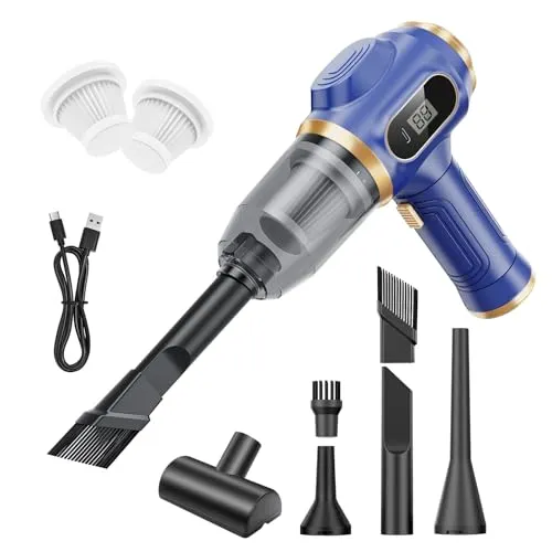 Scstartx Tragbarer Auto Staubsauger Kabellos – Mini Handstaubsauger mit LCD-Display