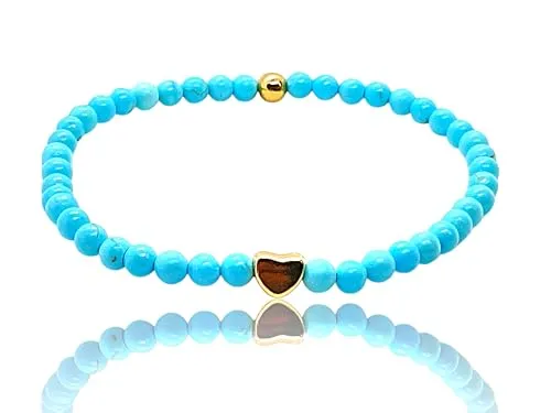 Steinfixx® - Handgefertigtes Türkis Perlenarmband - Hochwertiges Edelsteinarmband - in edler Geschenkbox - Vitalität und Gelenke - 333 vergoldete Edelstahlelemente (Perlen 6 mm)