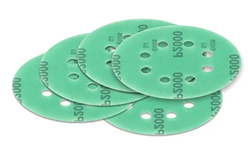 Stück 125 mm Exzenter Schleifscheiben P600 Körnung, 8 Loch, green Film, Haft Klett Schleifpapier 10