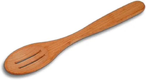Hofmeister Kochlöffel Löffel oval Kirschholz mit 2 Schlitzen ca 30×6×1 cm, Rührlöffel, Rührlöffel / Ovallöffel Holz natur
