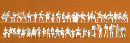 Preiser 16356 H0 Im Biergarten. 46 unbemalte Figuren
