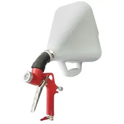 Trichterpistole Putzmeister PIS-8L - Farbspritzpistole aus Aluminium, ideal für Verputzen und Malen. Mit 2 Edelstahl-Düsen und 7,5 L Behälter für effizientes Arbeiten.