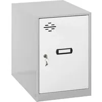 PROREGAL Schließfachwürfel AMEGO 47,5 x 30 x 50 cm - Robuster Schließfachwürfel in Weiß-Grau, abschließbar mit Schlüssel. Ideal für Umkleideräume, einfache Montage und kratzfeste Oberfläche für langlebige Nutzung.