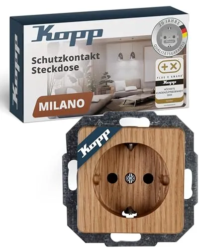 Kopp MILANO Schutzkontaktsteckdose aus Eichen-Echtholz von Kopp