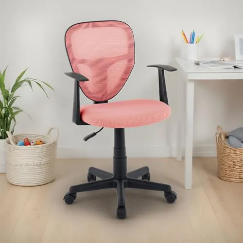 Kinderdrehstuhl STUDIO-1 höhenverstellbar, Altrosa - Schreibtischstuhl Kinder ab 6 Jahren, Bürostuhl mit atmungsaktivem Mesh, Kinderstuhl für Schreibtisch, Drehstuhl für Kinderzimmer mit Armlehnen