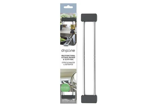 Brainstream Spülbecken-Organizer drip.line A005460 - Multifunktionaler Abtropfhelfer aus Edelstahl & Silikon, ausziehbar für jede Spüle, ideal für Lappen und Schwämme.