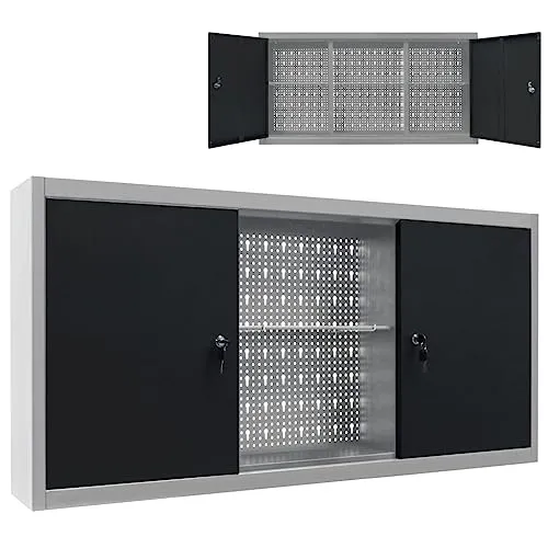 vidaXL Wand-Werkzeugschrank Industrie-Stil Metall - Werkstatteinrichtung mit 3 höhenverstellbaren Fachböden und abschließbaren Türen für maximale Sicherheit und stilvolle Aufbewahrung Ihrer Werkzeuge.