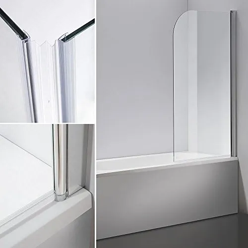 Melko Duschabtrennung Badewannenaufsatz aus 5 mm ESG Sicherheitsglas - Duschkabinen & -wände – Faltbare Duschabtrennung aus 5 mm Sicherheitsglas, ideal für Badewannen und Duschwannen, mit 180° drehbarem Befestigungssystem für einfache Handhabung.