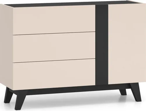 FURNLUX Sideboard Freshion Beige Und Schwarz 120cm / Hauptfarbe: Beige / Abmessungen: 120 x 85 x 40 cm
