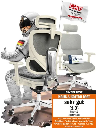 CLOUVOU MasterSeat Bürostuhl Ergonomisch – Creme-Weiß in beige von CLOUVOU
