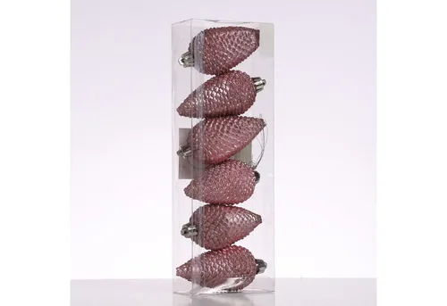 MARELIDA Christbaumschmuck Weihnachtsbaumschmuck Tannenzapfen bruchfest glitzernd H: 8cm 6St.