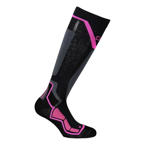CMP Ski Sock Thermocool nero-pink fluo (63BD) 36/38 - Sportsocken mit THERMOCOOL-Garn für warme, trockene Füße und Q-SKIN für optimale Atmungsaktivität. Ideal für anspruchsvolle Skifahrer, die Komfort und Schutz suchen.