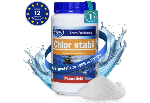 Azuro Chlorgranulat Chlorstabilisator Granulat für Pool -1KG, (Made in EU), Reduziert Chlorverbrauch