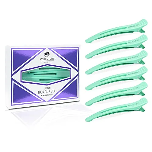 Vellen Hair Clips 6 Stück zum Abteilen und Stylen, Haarspange für professionelles Styling, rutschfeste Haarspangen mit Silikonband, große Gummi-Haarstyling-Clips für Frauen – Minze