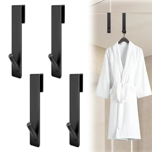 MINISOISO 4 Stück Haken für Duschwand, Haken für Duschkabinentür, aus Edelstahl, Handtuchhaken ohne Bohren, Handtuchhalter für Badezimmer für Glasstärken von 6 – 12 mm