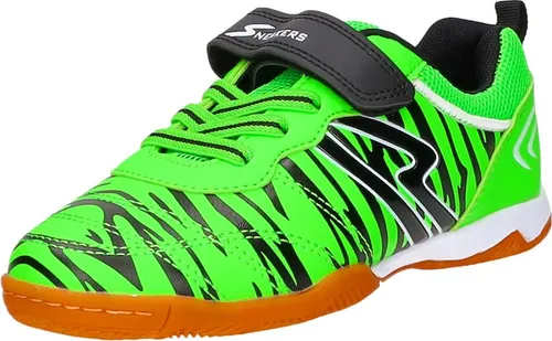 Sneakers Kinder-Sportschuh Grün-Schwarz, EU Größe 34 - Stylischer Hallenschuh für Kinder! Aus hochwertigem Kunstleder gefertigt, bietet der Schuh optimalen Tragekomfort und sicheren Halt dank rutschfester Gummisohle und elastischem Klettverschluss.