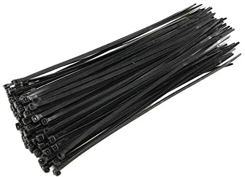 ChiliTec Kabelbinder 370 x 4,8mm 100 Stück Wetterfest UV beständig Schutz Hohe Zugfestigkeit Schwarz