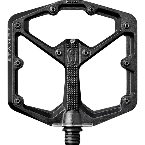 Crankbrothers Pedale Stamp 7 Schwarz Gr. Large - Fahrradpedale mit konkaver Plattform und 10 verstellbaren Pins pro Seite, ideal für Größen 43 bis 49 – bietet hervorragenden Halt und Komfort beim Fahren.