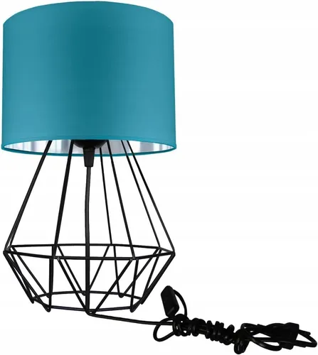 FKL DESIGN Tischlampe Tischleuchte Leuchte aus Velours E27 Türkis N230-N1 (TS)