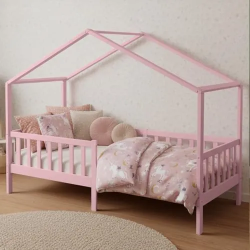 Bellabino Kinderbett Bia mit Rausfallschutz (rosa) in pink von Bellabino