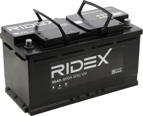 RIDEX Starterbatterie 12V 95Ah 800A EN B13 L5 - Autobatterie mit hoher Kapazität von 95Ah und starkem Kälteprüfstrom von 800A, ideal für zuverlässigen Start in kalten Bedingungen.