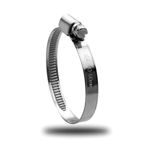 Offgridtec V2A Edelstahl-Schlauchschellen 40mm–60mm, DIN 3017 zertifiziert, 9mm Bandbreite, korrosionsbeständige und auslaufsichere Schellen für eine sichere Rohr- und Schlauchbefestigung (6 Stück)