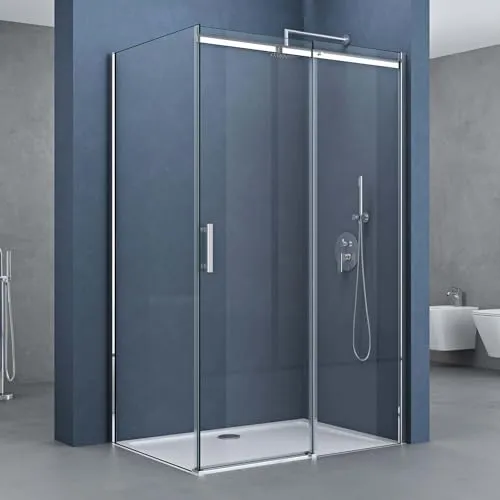 doporro Duschkabine Schiebetür 80x110x195cm - Duschkabine mit eleganter Schiebetür, aus 8 mm ESG-Sicherheitsglas mit Easy-Clean-Beschichtung für einfache Reinigung. Eloxierte Aluminiumprofile und leise Türrollen für höchsten Komfort.