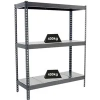 PROREGAL® Schwerlastregal Yeti Three - 200x120x45cm - Robustes Schwerlastregal mit 3 verstellbaren Stahlböden, 400kg Traglast pro Ebene. Ideal für Werkstätten und Lager – einfache Montage dank Stecksystem.