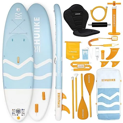 HUIIKE Stand Up Paddling Board mit Zubehör - Aufblasbares SUP Board mit umfangreichem Zubehör-Set, ideal für Familienausflüge. Robust und stabil, bis 130 kg belastbar, perfekt für Flüsse und Seen.