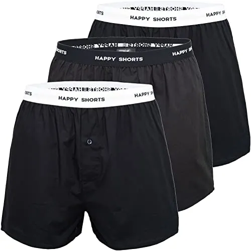 Happy Shorts 3er Pack Herren American Boxer - Herren-Boxershorts in verschiedenen Designs, aus 100% Baumwolle für optimalen Tragekomfort und Bewegungsfreiheit, in Größen S-XXL erhältlich.
