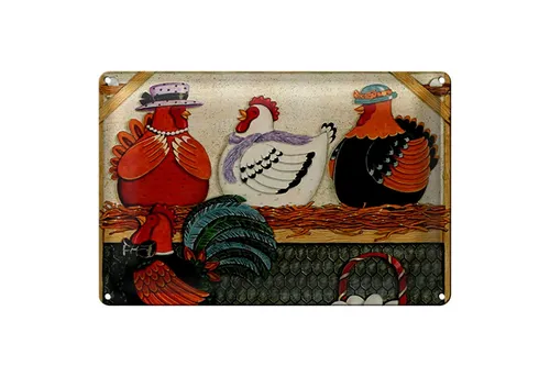 Roomando Metallschild Spruch 18x12cm Huhn Hühner Eggs Eier