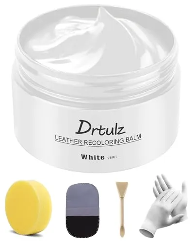 drtulz Leder Reparatur Set Schwarz, Lederpflege Für Ledercouch, Für Vinyl Möbel, Sofa, Autositze, Schuhe Für Reparatur Lederfarbe Auf Verblassten und Zerkratzten Ledersofas (75ML) (75 ml Weiß)