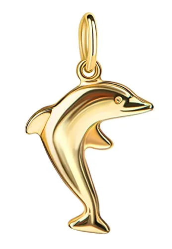JEVELION Vergoldeter Delfin Anhänger für Damen und Kinder - Eleganter 925 Silber Anhänger, vergoldet und mit Echtheitszertifikat. Symbol für Lebenskraft und Glück, ideal als besonderes Geschenk für jeden Anlass.