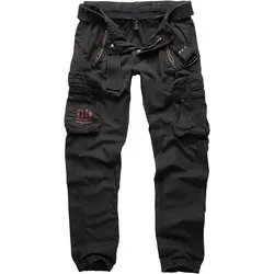 Surplus Royal Traveler Slimmy Hose, schwarz, Größe M - Motorradhosen mit Gürtel, Cargo Taschen und zwei praktischen Reißverschlusstaschen für zusätzlichen Stauraum.