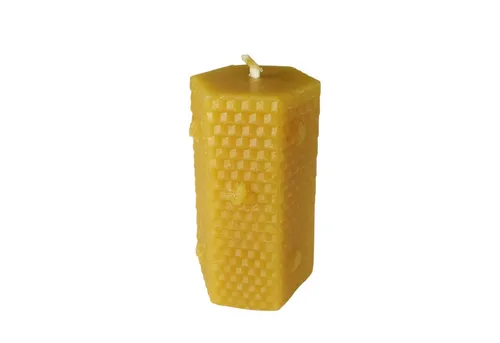 Aspinaworld Stumpenkerze Wabenkerze sechseckig 8 cm – Kerze aus Bienenwachs