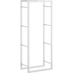 vidaXL Brennholzregal 50x28x132 cm Edelstahl - Aschesauger: Robustes Kaminholzregal aus korrosionsbeständigem Edelstahl für trockene und ordentliche Lagerung von Brennholz, ideal für gemütliche Winterabende.