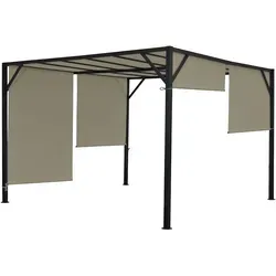 Mendler Pergola Baia – Garten Pavillon mit Schiebedach 3x4m - Pavillon mit stabilem 6cm-Stahl-Gestell und stufenlos regulierbarem Schiebedach. Genießen Sie Schatten und Schutz vor Sonne und Regen auf Ihrer Terrasse oder im Garten.