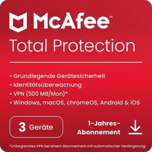 McAfee Total Protection | 3 Geräte | Download & Produktschlüssel