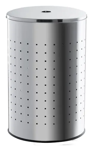 Home4You Wäschetonne Wäschesammler 54L aus Edelstahl - Praktische Wäschetonne mit 54 Litern Fassungsvermögen, ausgestattet mit Deckel und Belüftungslöchern für optimale Luftzirkulation. Ideal für jeden Haushalt.